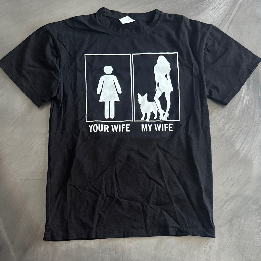 Black Graphic T-Shirt with Frenchie Wife Design